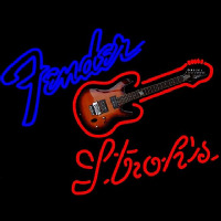 Strohs Fender Guitar Beer Sign Neon Skilt