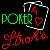 Strohs Green Poker Beer Sign Neon Skilt