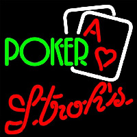 Strohs Green Poker Beer Sign Neon Skilt