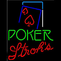 Strohs Green Poker Red Heart Beer Sign Neon Skilt