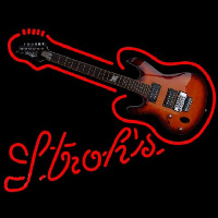 Strohs Guitar Beer Sign Neon Skilt