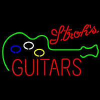 Strohs Guitar Flashing Beer Sign Neon Skilt