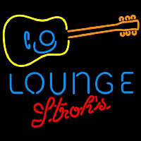 Strohs Guitar Lounge Beer Sign Neon Skilt
