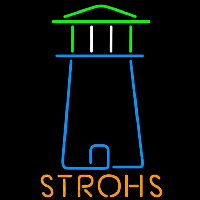 Strohs Lighthouse Art Beer Sign Neon Skilt