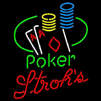 Strohs Poker Ace Coin Table Beer Sign Neon Skilt