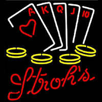 Strohs Poker Ace Series Beer Sign Neon Skilt