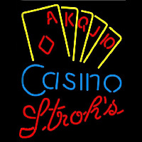 Strohs Poker Casino Ace Series Beer Sign Neon Skilt