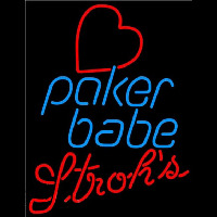Strohs Poker Girl Heart Babe Beer Sign Neon Skilt