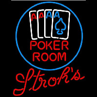 Strohs Poker Room Beer Sign Neon Skilt