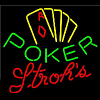 Strohs Poker Yellow Beer Sign Neon Skilt