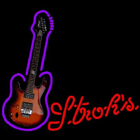 Strohs Purple Guitar Beer Sign Neon Skilt