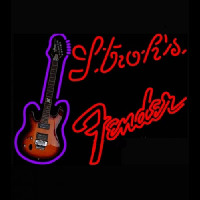 Strohs Red Fender Guitar Neon Skilt