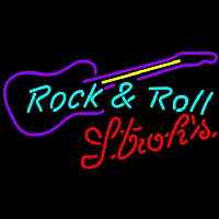 Strohs Rock N Roll Guitar Beer Sign Neon Skilt
