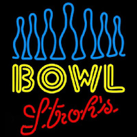 Strohs Ten Pin Bowling Beer Sign Neon Skilt