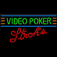 Strohs Video Poker Beer Sign Neon Skilt