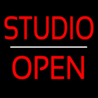 Studio Open White Line Neon Skilt