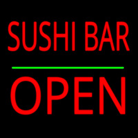 Sushi Bar Block Open Green Line Neon Skilt