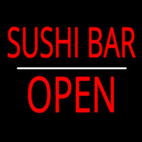 Sushi Bar Open White Line Neon Skilt