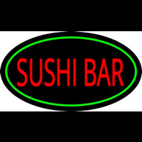 Sushi Bar Oval Green Neon Skilt