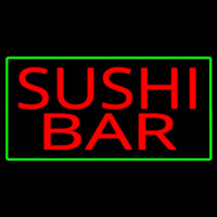 Sushi Bar With Green Border Neon Skilt