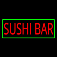 Sushi Bar With Green Border Neon Skilt