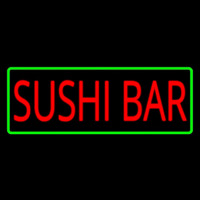 Sushi Bar With Green Border Neon Skilt