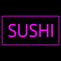 Sushi Rectangle Pink Border Neon Skilt