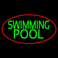 Swimming Pool With Red Border Neon Skilt