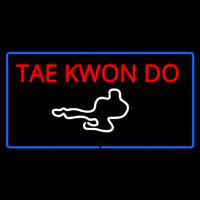 Tae Kwon Do Logo Rectangle Blue Neon Skilt