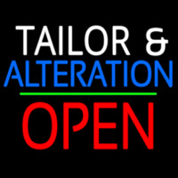Tailor And Alteration Block Open Green Line Neon Skilt