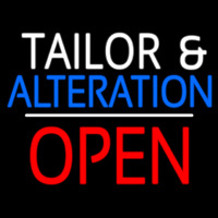 Tailor And Alteration Open White Line Neon Skilt