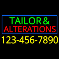 Tailor And Alterations With Phone Number Neon Skilt