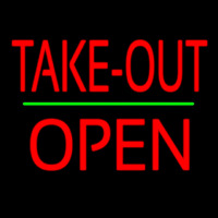Take Out Block Open Green Line Neon Skilt