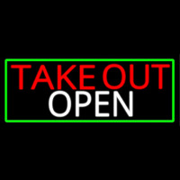 Take Out Open With Green Border Neon Skilt