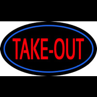 Take Out Oval Neon Skilt