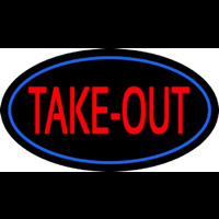 Take Out Oval Neon Skilt