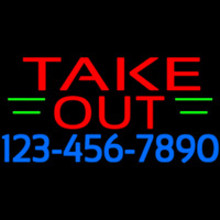Take Out With Phone Number Neon Skilt
