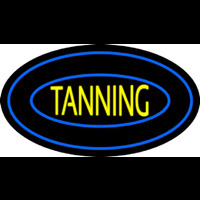 Tanning Double Oval Blue Border Neon Skilt