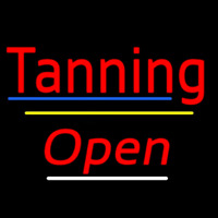 Tanning Open Yellow Line Neon Skilt