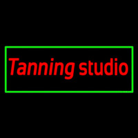 Tanning Studio With Green Border Neon Skilt