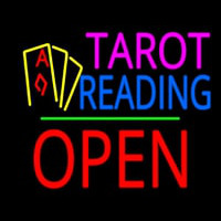Tarot Reading Open Block Green Line Neon Skilt