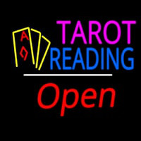 Tarot Reading Open White Line Neon Skilt