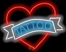 Tattoo with Heart Neon Skilt