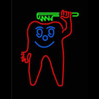 Teeth With Green Tooth Brush Neon Skilt