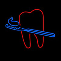 Teeth With Tooth Brush Dental Neon Skilt