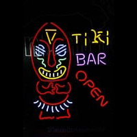 Ti Ki Bar Cocktails Open Aboriginal Man Neon Skilt