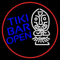 Tiki Bar Bamboo Hut Oval With Red Border Real Neon Glass Tube Neon Skilt
