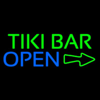 Tiki Bar Open With Arrow Neon Skilt