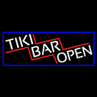 Tiki Bar Open With Blue Border Real Neon Glass Tube Neon Skilt
