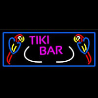 Tiki Bar Parrot With Blue Border Neon Skilt